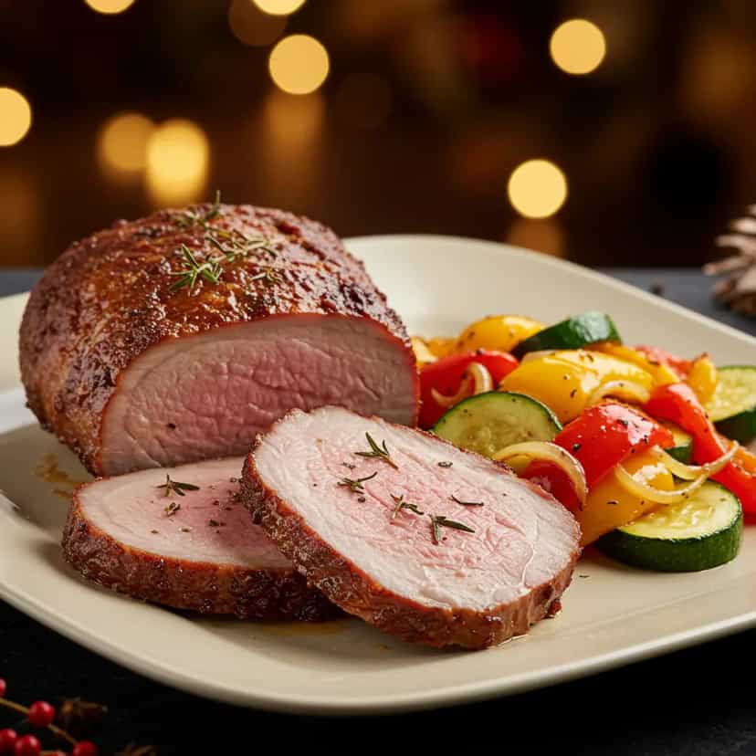 Foto deliciosa de Pernil Assado com Legumes pronta para servir - Carnes & Frango