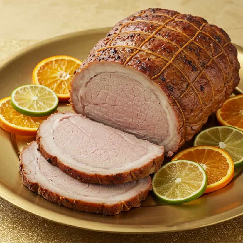 Foto deliciosa de Pernil Assado com Molho de Três Limões pronta para servir - Carnes & Frango