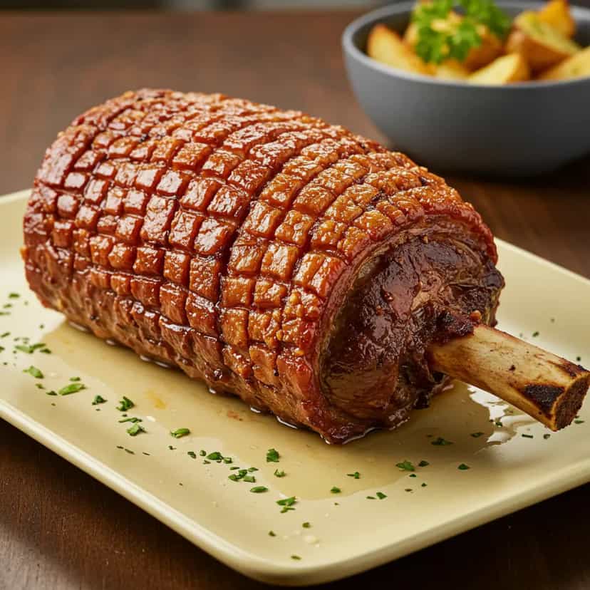 Foto deliciosa de Pernil de Porco Crocante à Pururuca pronta para servir - Carnes & Frango