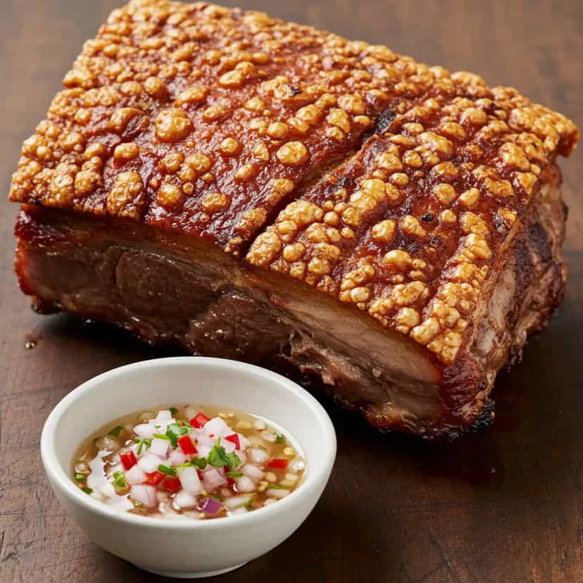 Foto deliciosa de Pernil Recheado com Pururuca de Natal pronta para servir - Carnes & Frango