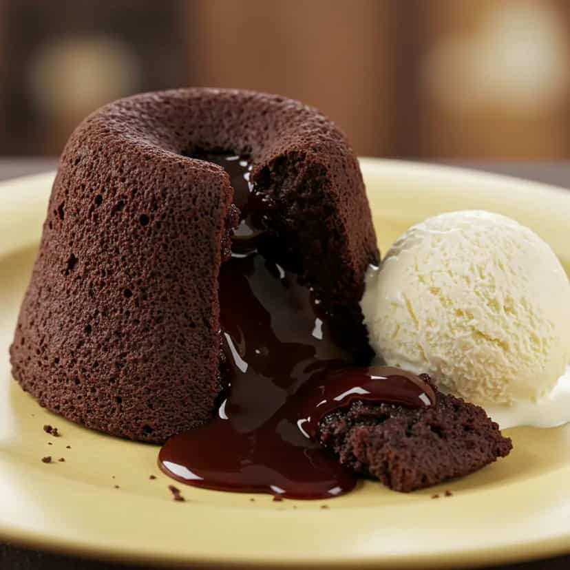 Foto deliciosa de Petit Gateau Low Carb de Chocolate 70% pronta para servir - Bolos & Cupcakes