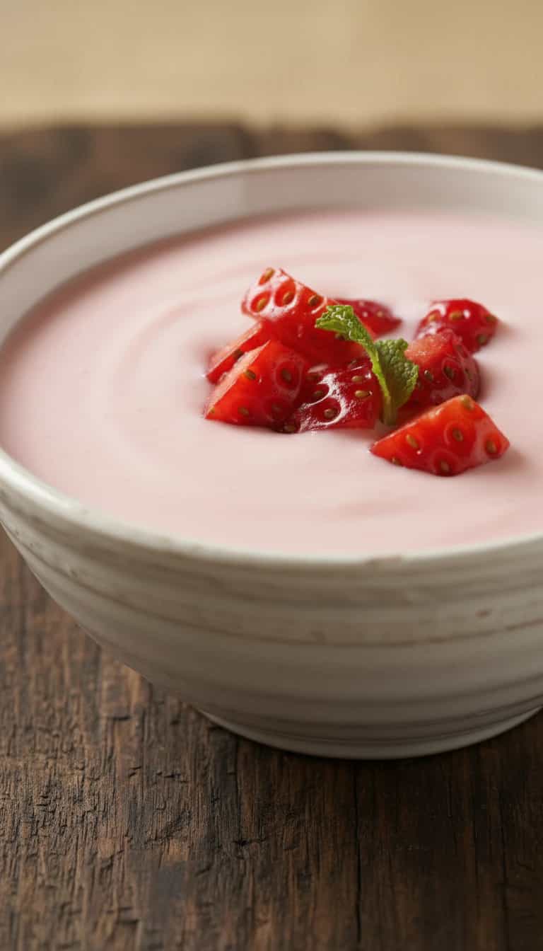 Foto deliciosa de Petit Suisse de Morango pronta para servir - Pudins & Cremes