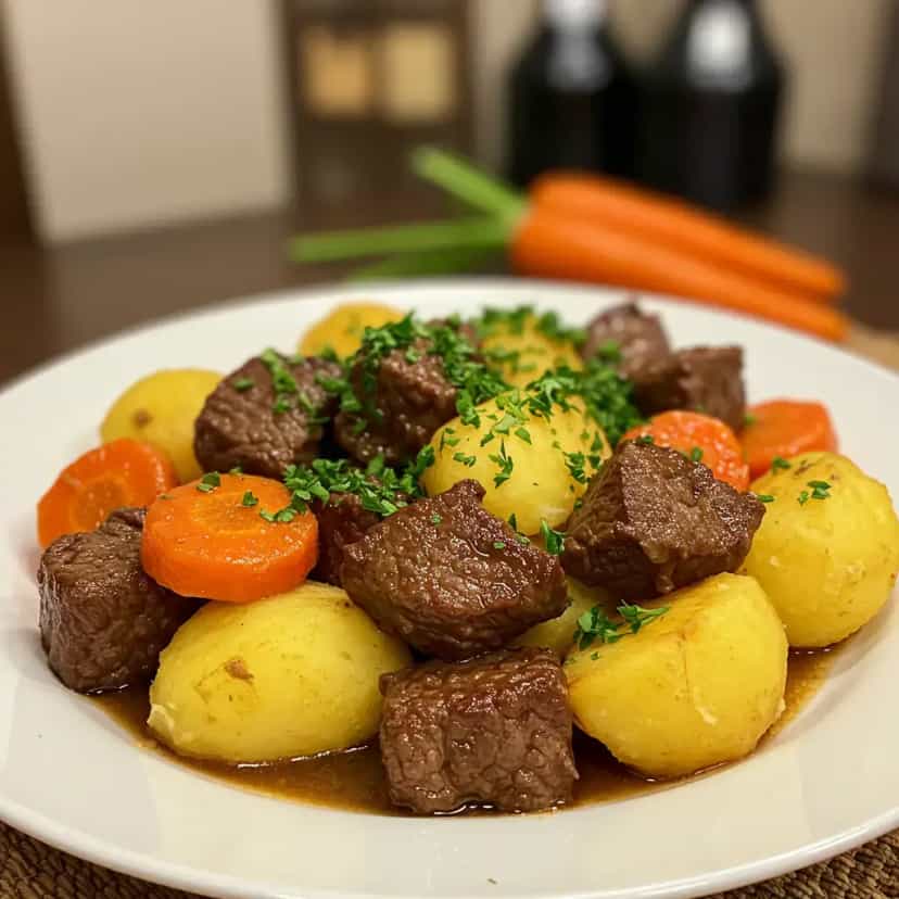 Foto deliciosa de Picadinho de carne ao vinho pronta para servir - Carnes & Frango