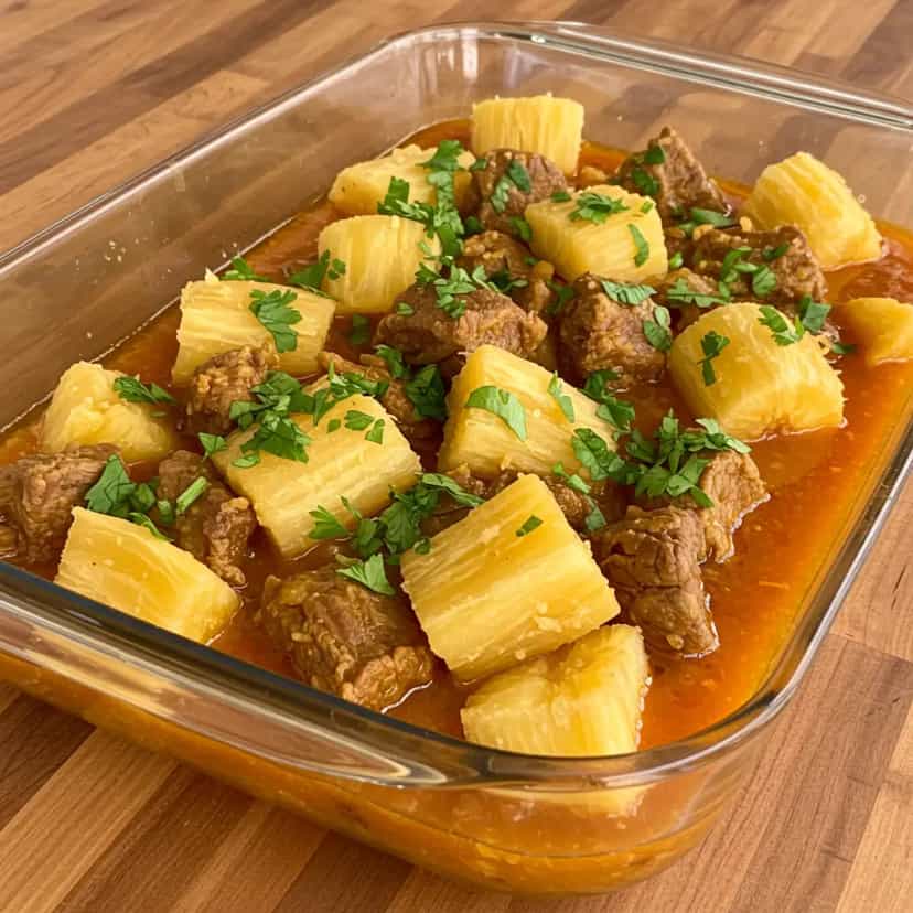 Foto deliciosa de Picadinho de Coxão Mole com Mandioca pronta para servir - Carnes & Frango