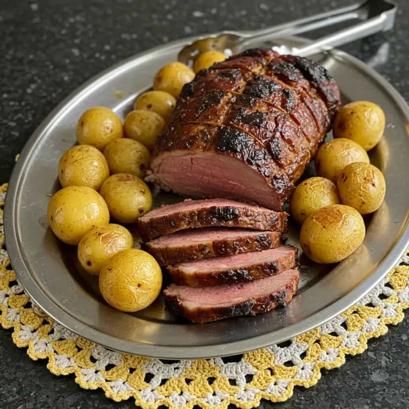 Foto deliciosa de Picanha ao Limão com Batatas Assadas pronta para servir - Carnes & Frango