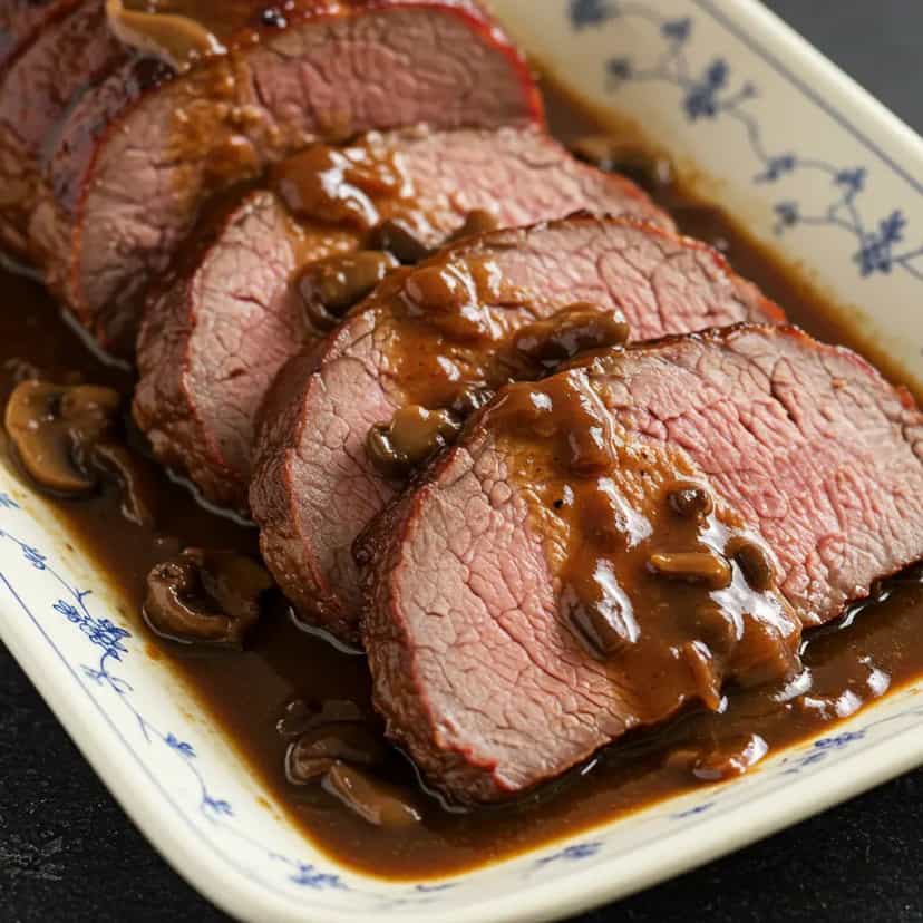 Foto deliciosa de Picanha Assada ao Molho Madeira pronta para servir - Carnes & Frango