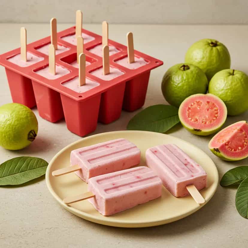 Foto deliciosa de Picolés Cremosos de Goiaba pronta para servir - Doces Gelados & Sorvetes