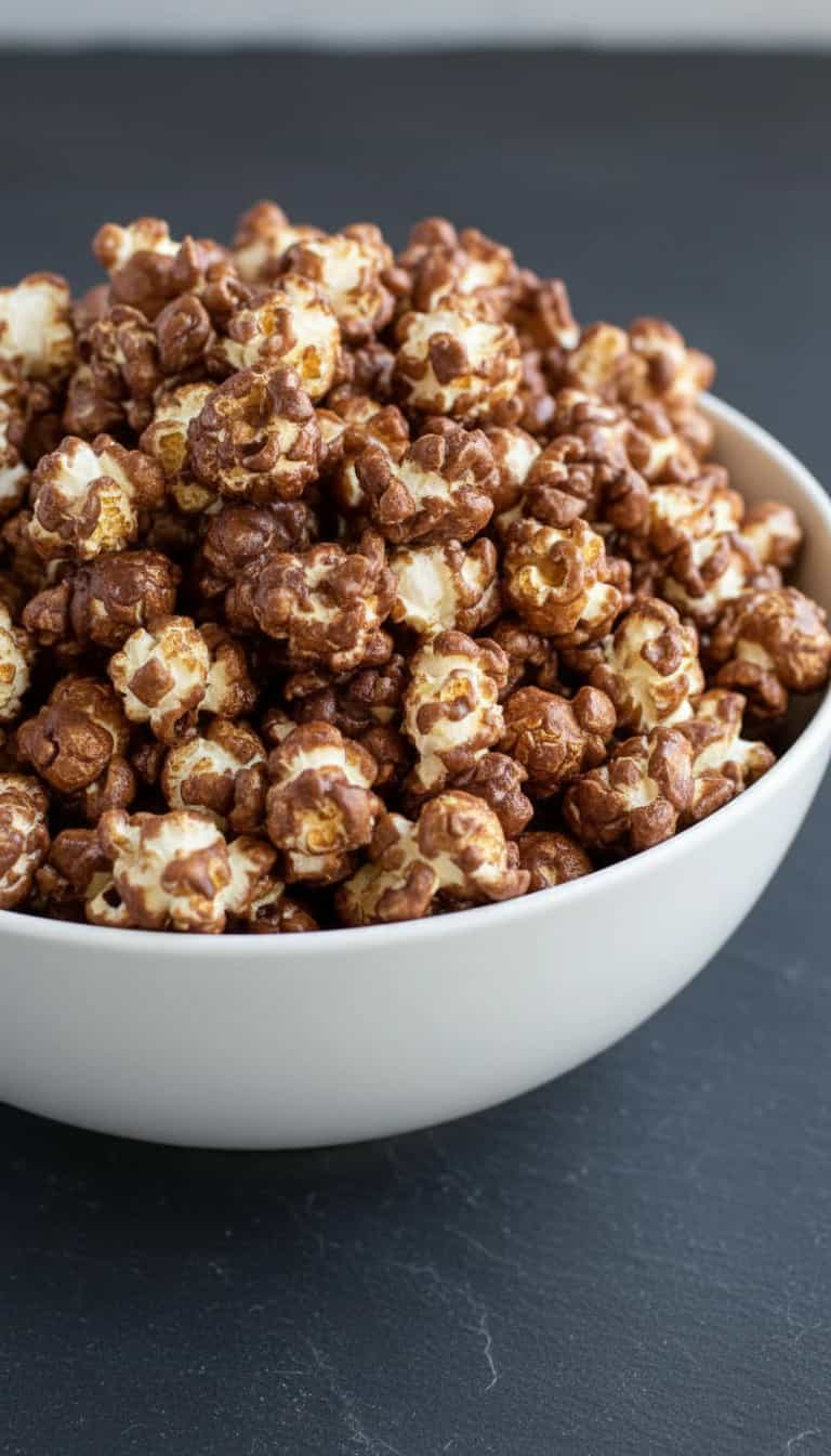 Foto deliciosa de Pipoca Doce de Chocolate pronta para servir - Outras Receitas