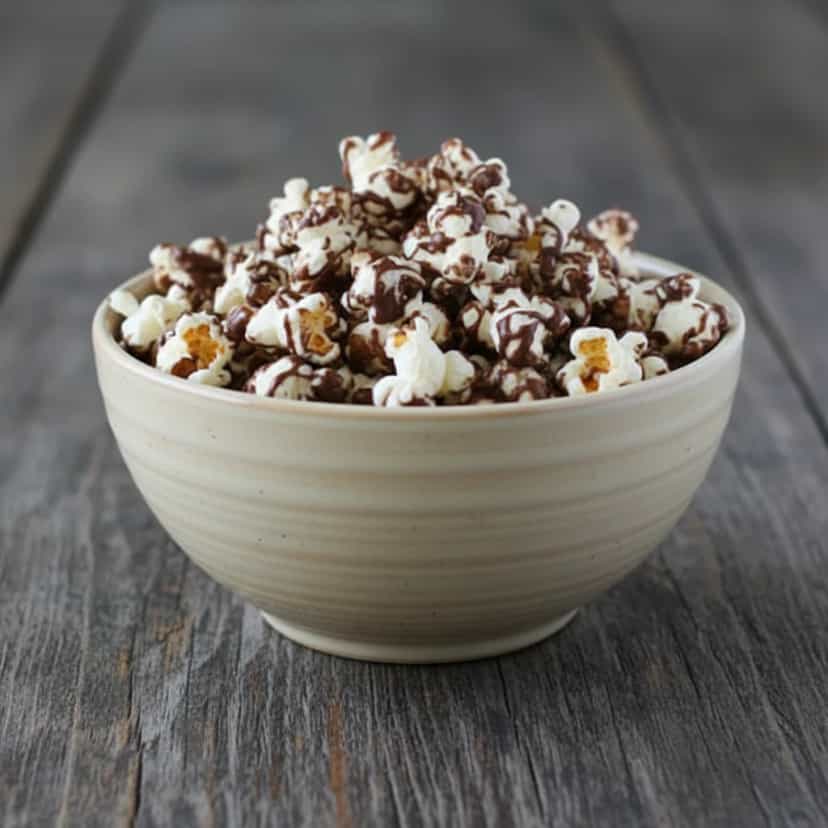 Foto deliciosa de Pipoca Doce de Chocolate pronta para servir - Outras Receitas