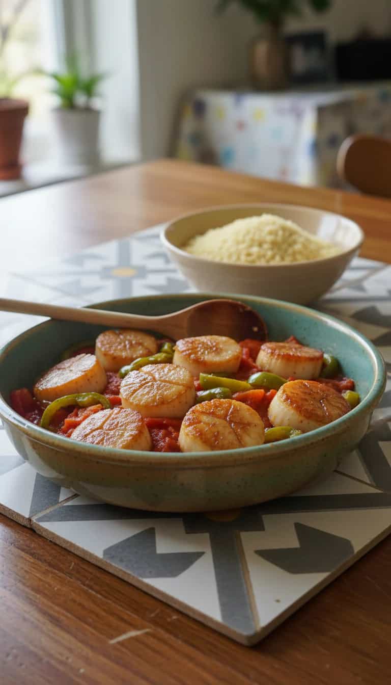 Foto deliciosa de Pirarucu à Casaca com Legumes e Coco pronta para servir - Peixes & Frutos do Mar