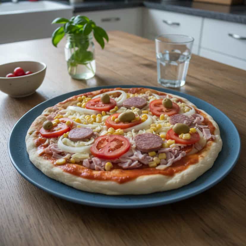Foto deliciosa de Pizza com Borda Recheada de Catupiry pronta para servir - Pizzas & Salgados