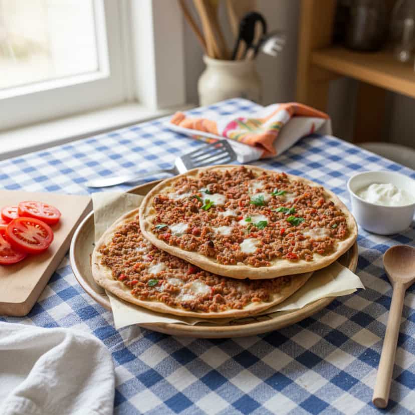 Foto deliciosa de Pizza de Atum Rápida no Pão Sírio pronta para servir - Lanches de Padaria