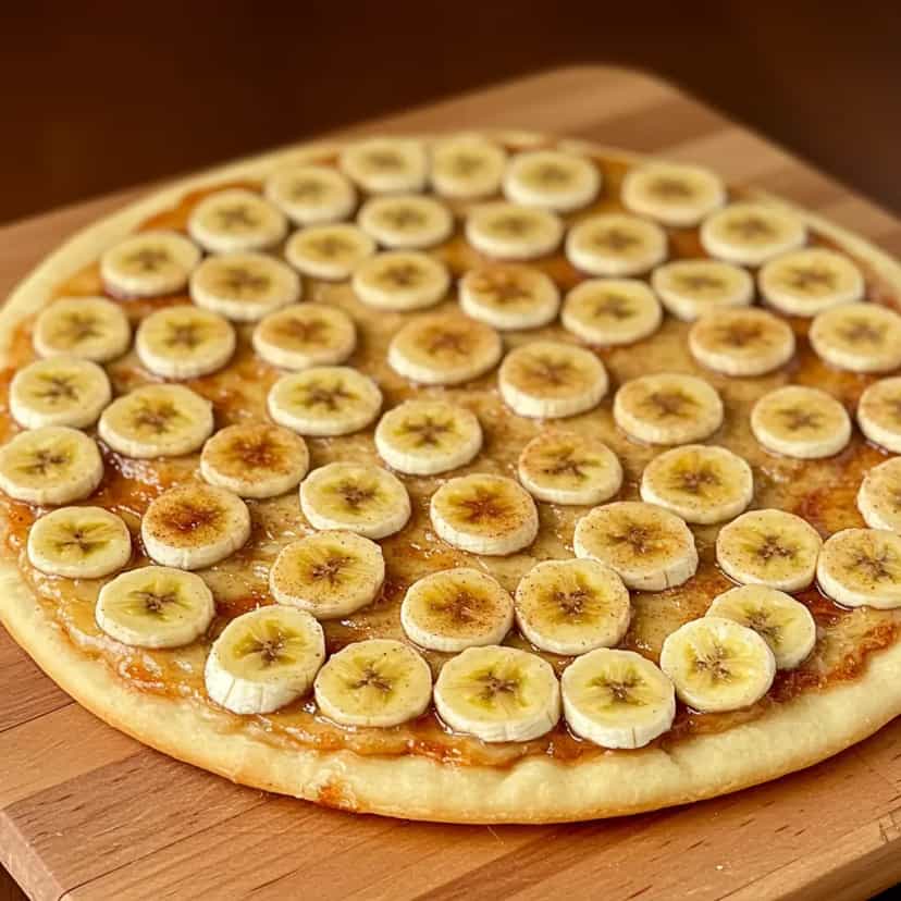 Foto deliciosa de Pizza de Banana com Mel e Canela pronta para servir - Outras Receitas