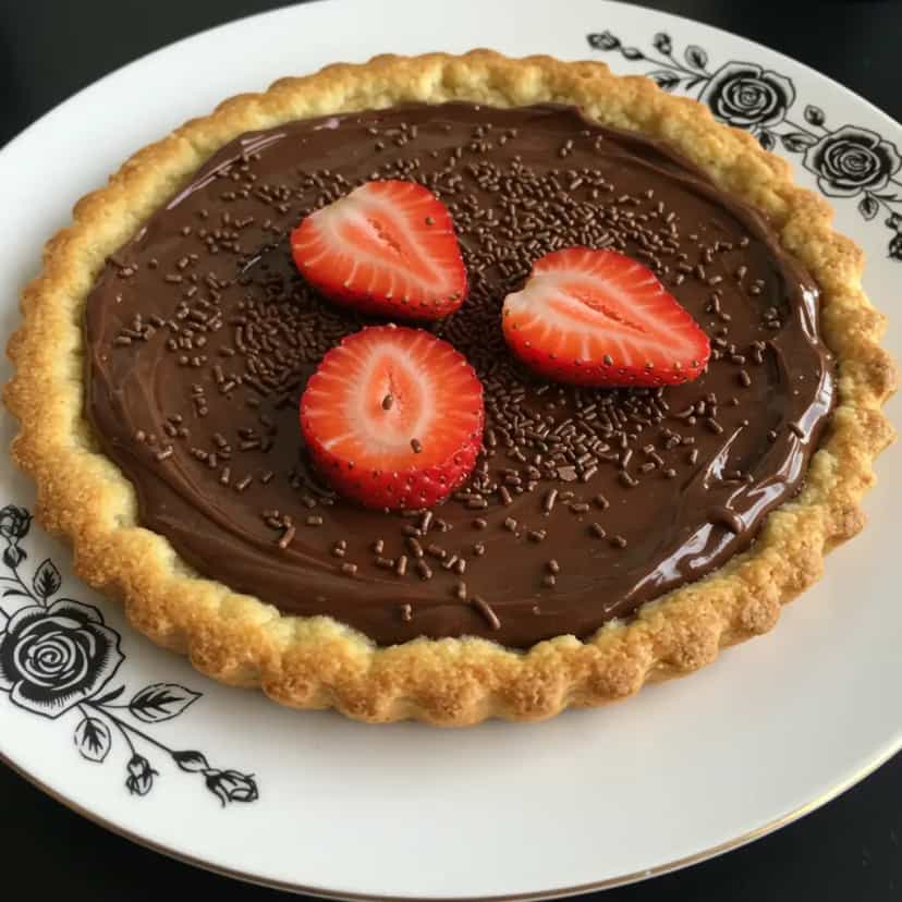 Foto deliciosa de Pizza de Brigadeiro com Morango pronta para servir - Outras Receitas