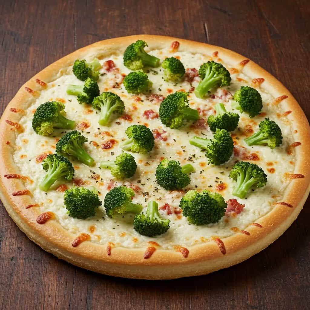 Pizza de Brócolis e Bacon Crocante