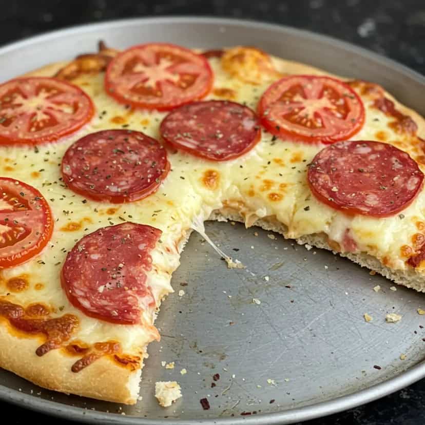 Foto deliciosa de Pizza de Calabresa e Queijo Prato pronta para servir - Pizzas & Salgados