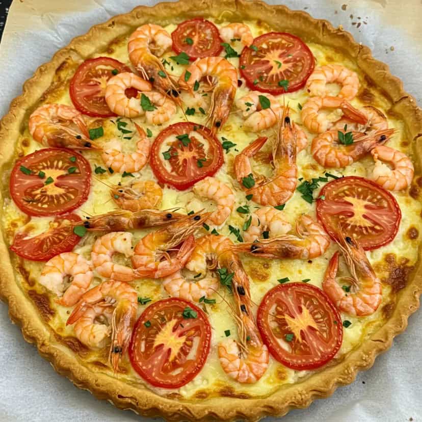 Foto deliciosa de Pizza de Camarão e Merluza pronta para servir - Pizzas & Salgados