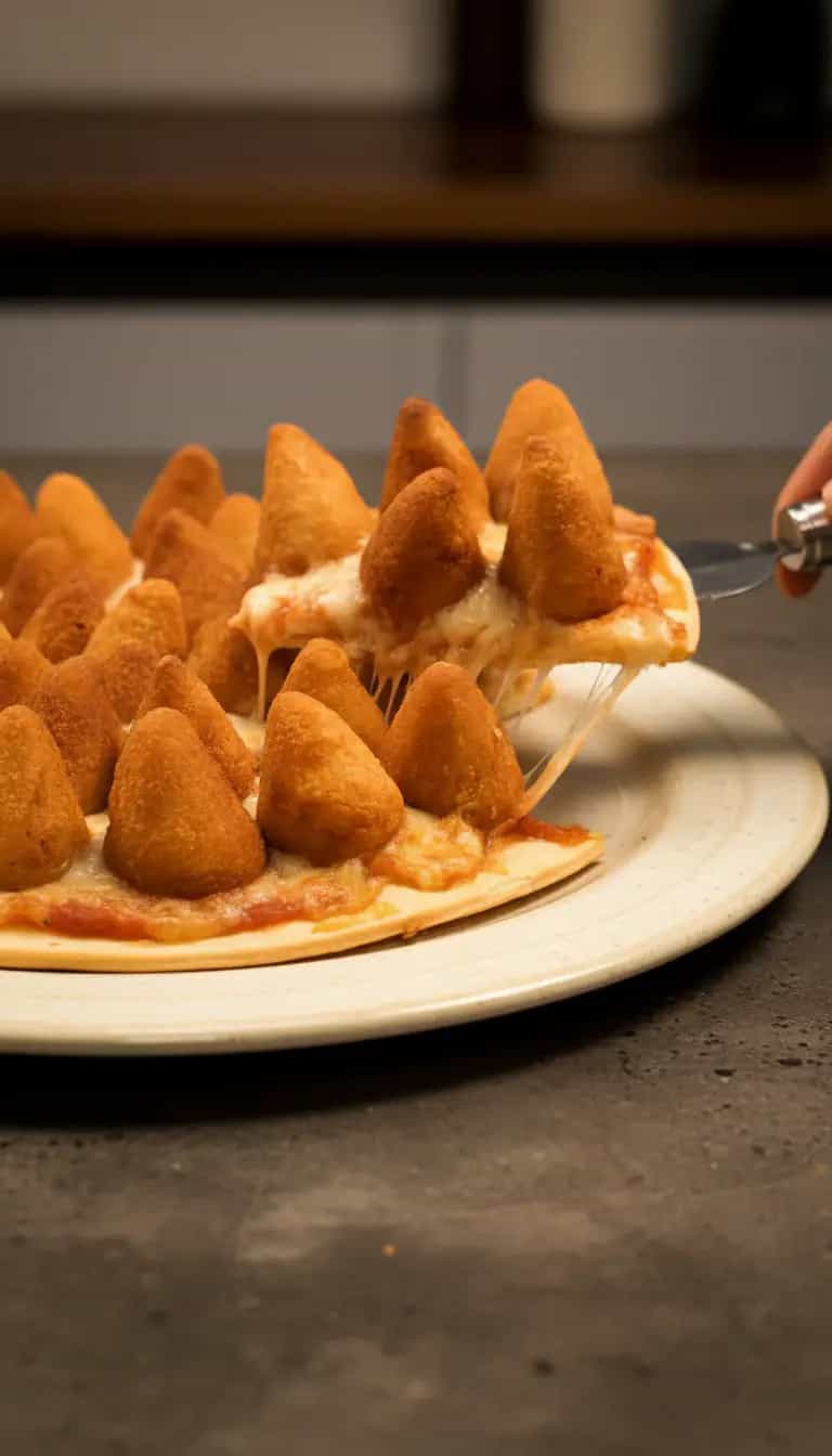 Foto deliciosa de Pizza de Coxinha pronta para servir - Pizzas & Salgados