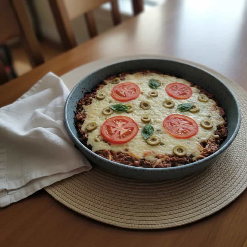 Foto deliciosa de Pizza de Linguiça na Frigideira pronta para servir - Outras Receitas
