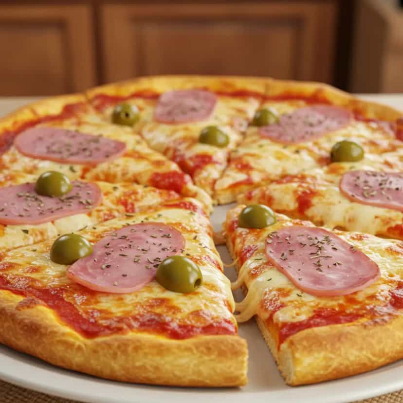 Foto deliciosa de Pizza de liquidificador fácil pronta para servir - Outras Receitas