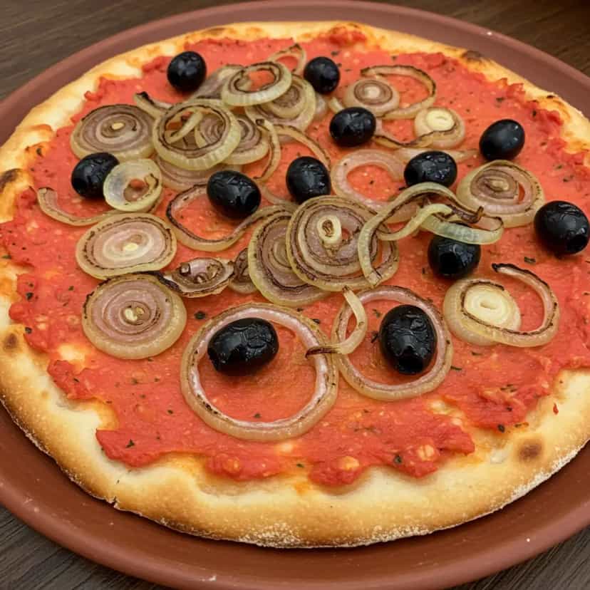 Foto deliciosa de Pizza de Lombo com Cebola Caramelizada pronta para servir - Outras Receitas