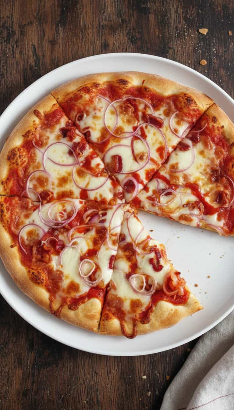 Foto deliciosa de Pizza de Mussarela com Bacon pronta para servir - Outras Receitas