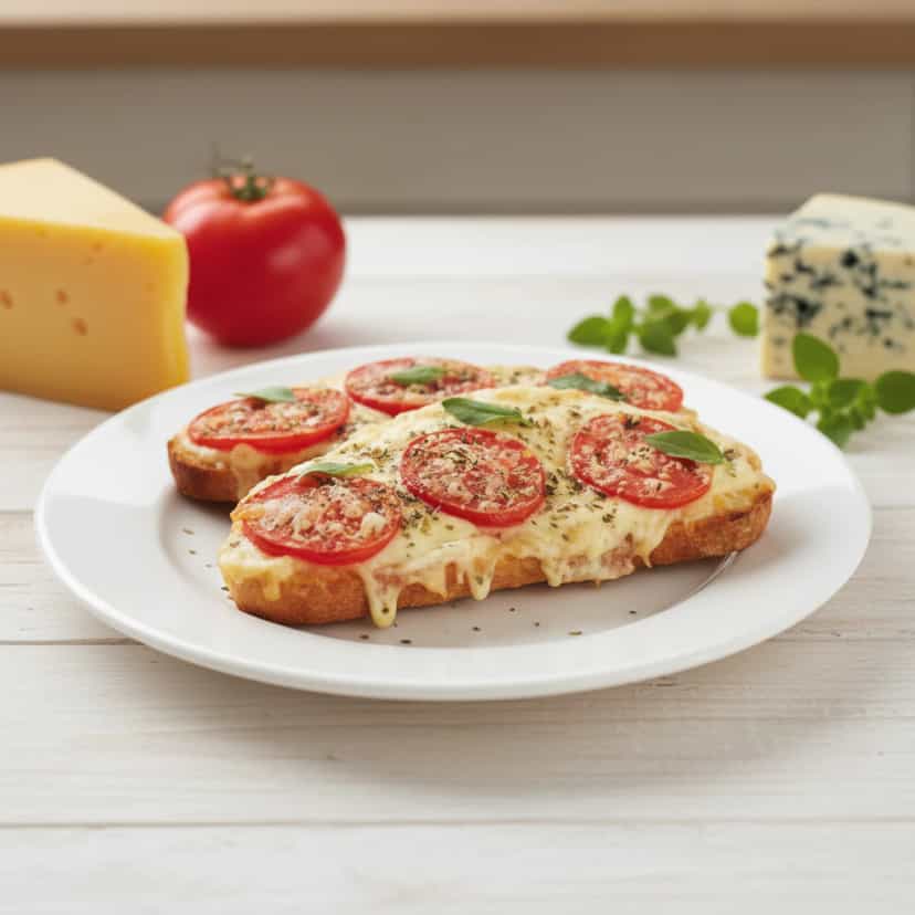 Foto deliciosa de Pizza de Pão Italiano com Mussarela pronta para servir - Lanches de Padaria