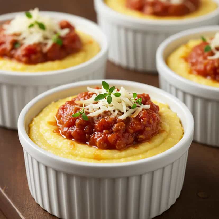 Foto deliciosa de Polenta Cremosa com Frango Gratinado pronta para servir - Carnes & Frango