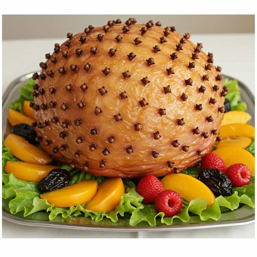 Foto deliciosa de Presunto Assado com Mel e Mostarda pronta para servir - Carnes & Frango