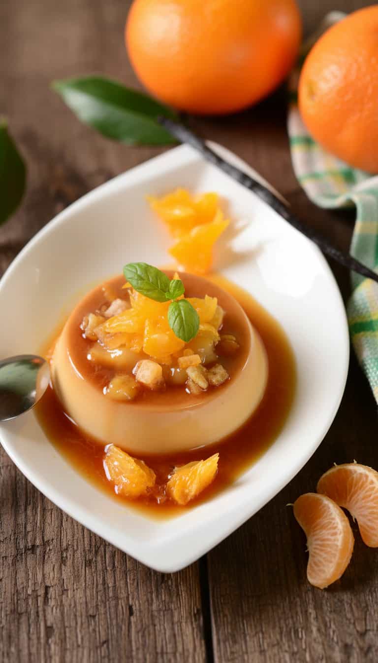Foto deliciosa de Pudim Cremoso de Laranja pronta para servir - Pudins & Cremes