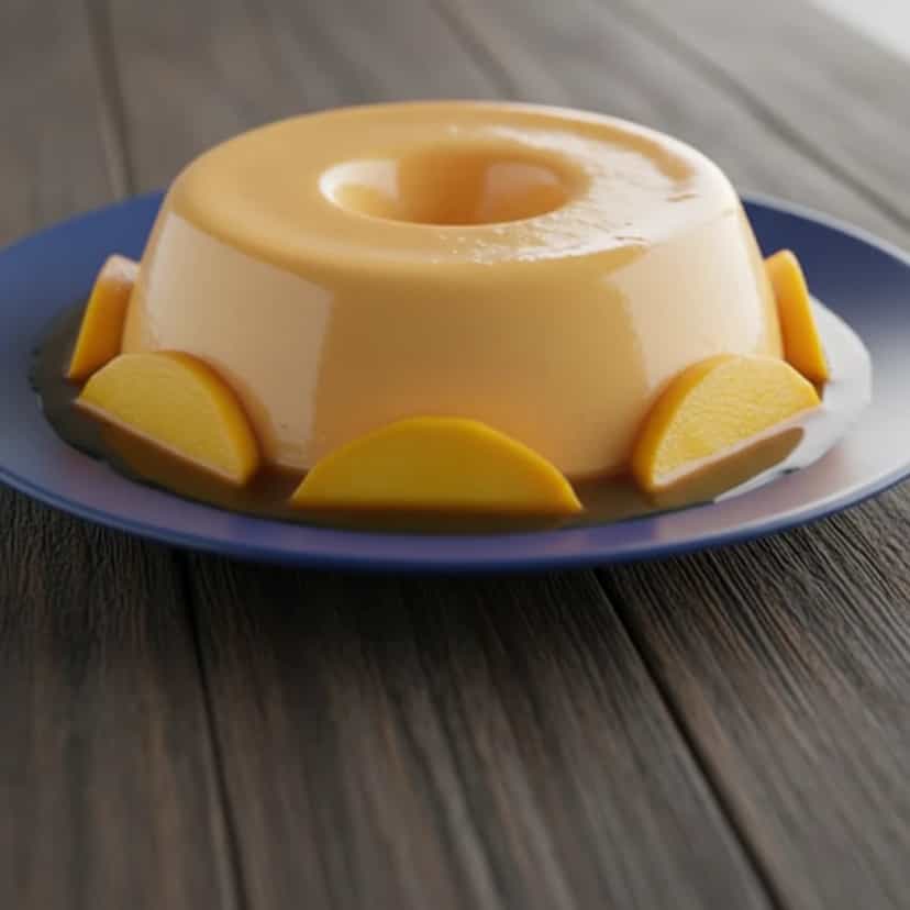 Foto deliciosa de Pudim Cremoso de Manga e Laranja pronta para servir - Pudins & Cremes