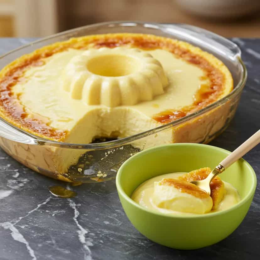Foto deliciosa de Pudim Cremoso de Pão Caseiro pronta para servir - Pudins & Cremes