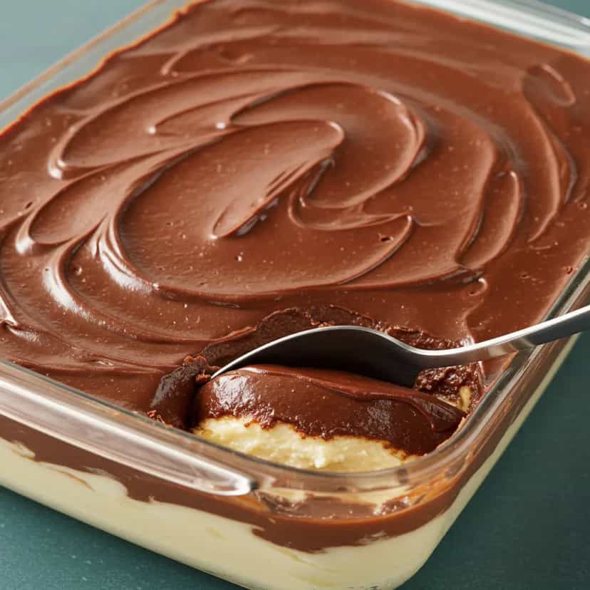 Foto deliciosa de Pudim de Coco com Ganache de Chocolate pronta para servir - Pudins & Cremes