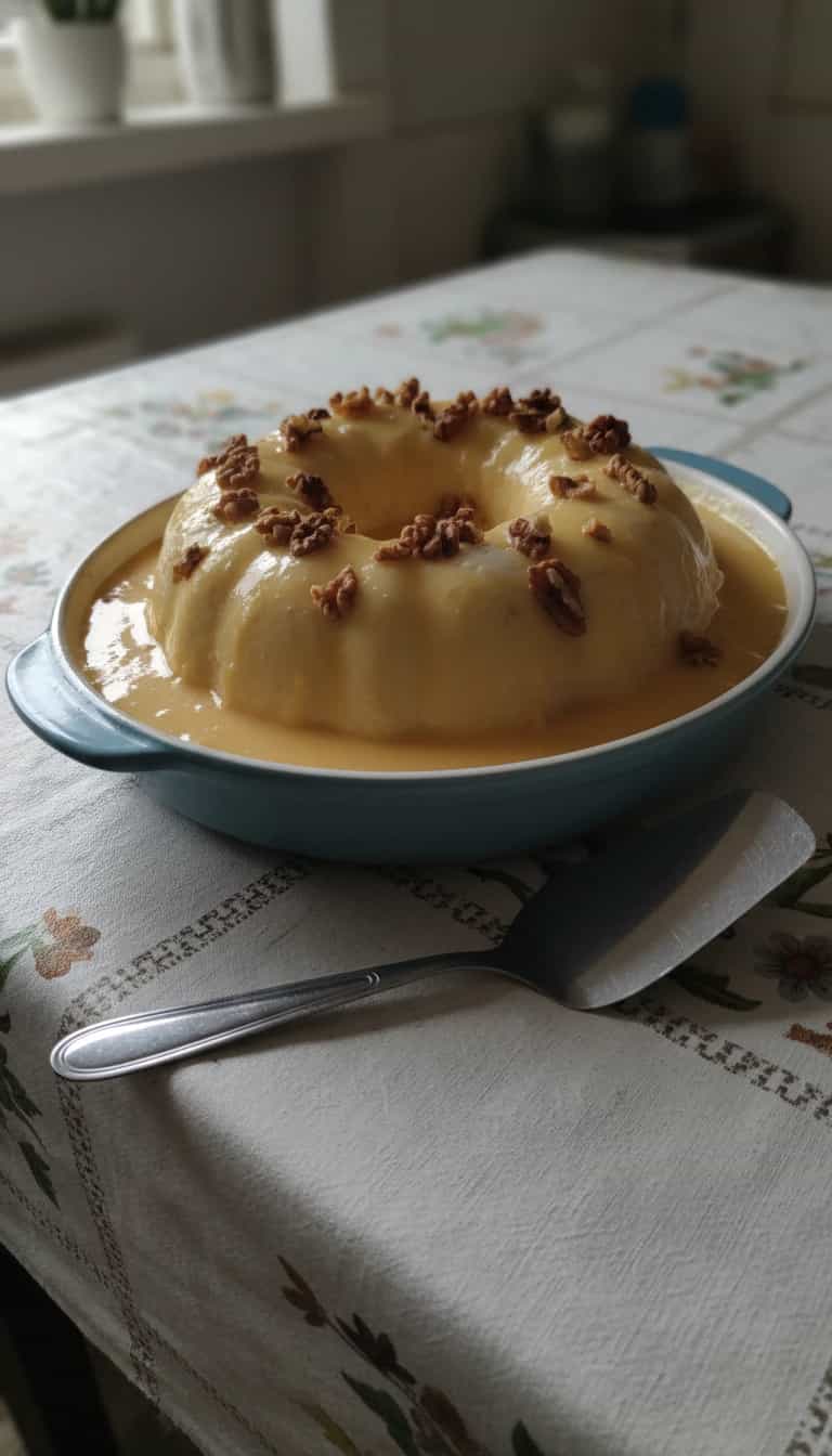 Foto deliciosa de Pudim Natalino de Nozes e Champagne pronta para servir - Pudins & Cremes