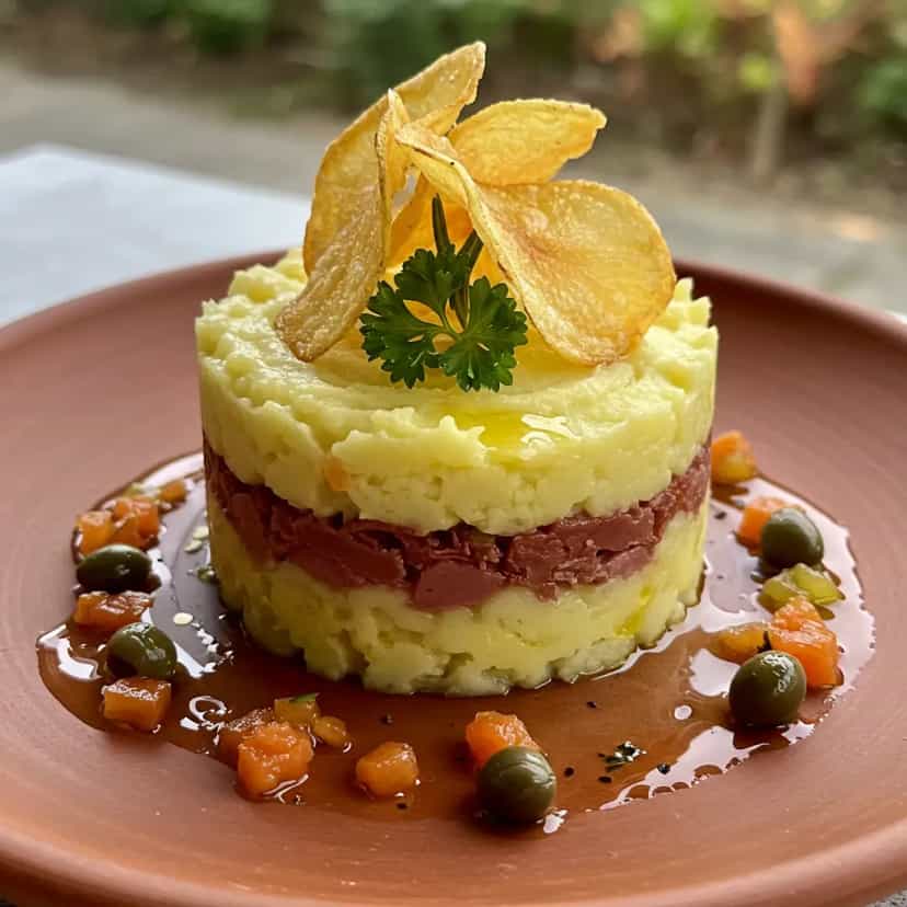 Foto deliciosa de Purê de Batata Recheado com Frango pronta para servir - Carnes & Frango
