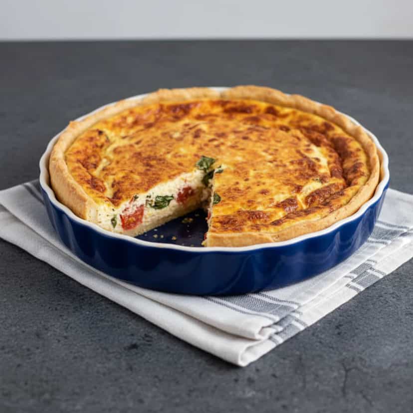 Foto deliciosa de Quiche de Abobrinha e Queijos pronta para servir - Tortas Salgadas