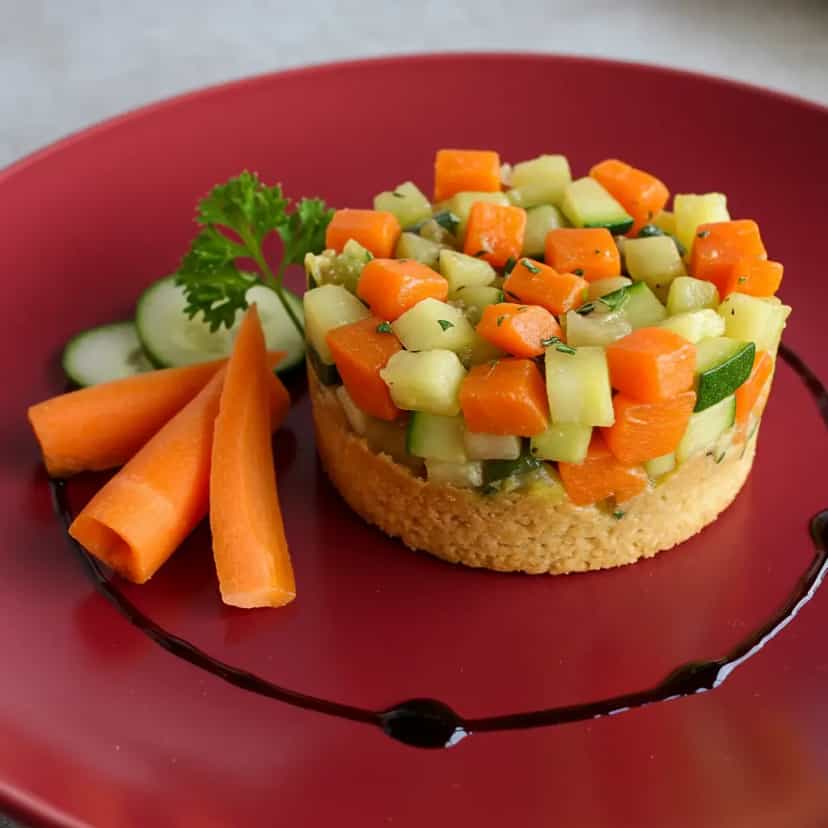 Foto deliciosa de Quiche de Carne Moída à Jardinera pronta para servir - Tortas Salgadas