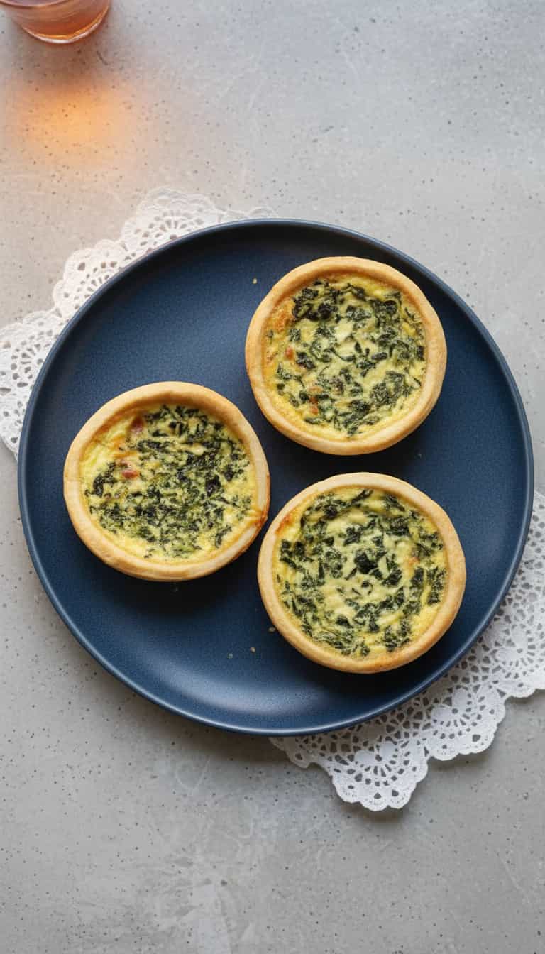 Foto deliciosa de Quiche de Espinafre e Queijo pronta para servir - Tortas Salgadas