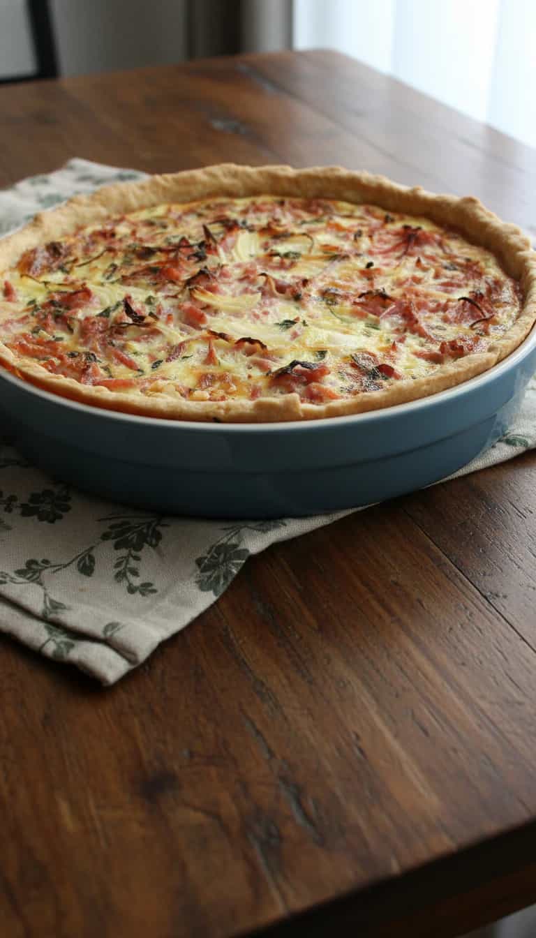 Foto deliciosa de Quiche de Queijo e Mussarela pronta para servir - Tortas Salgadas