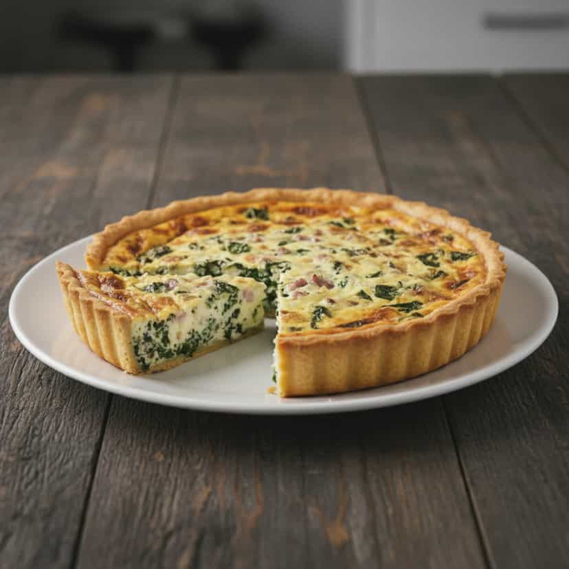 Foto deliciosa de Quiche de Rúcula pronta para servir - Tortas Salgadas