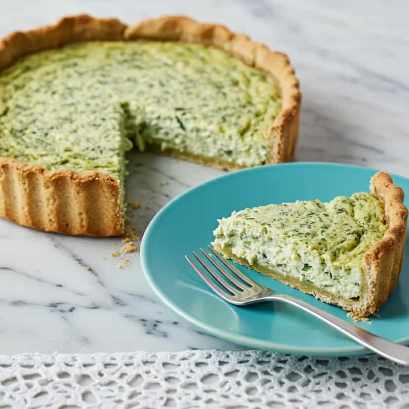 Foto deliciosa de Quiche Light de Espinafre e Ricota pronta para servir - Tortas Salgadas