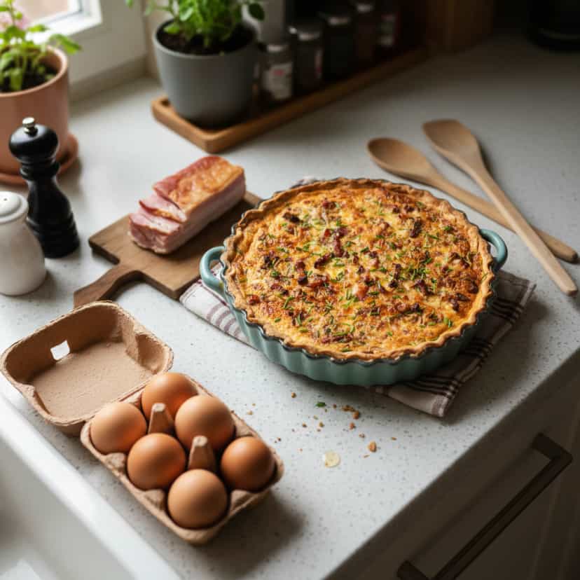 Foto deliciosa de Quiche Lorraine com Iogurte pronta para servir - Tortas Salgadas