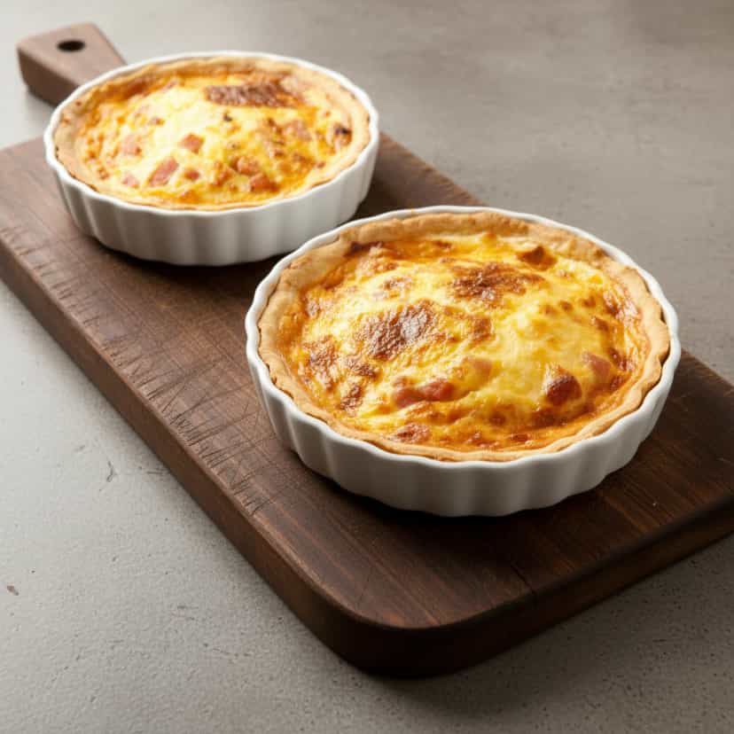 Foto deliciosa de Quiche Três Queijos pronta para servir - Tortas Salgadas