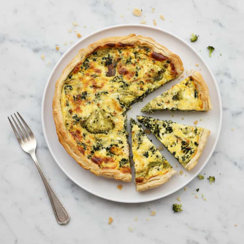 Foto deliciosa de Quiche Vegana de Espinafre e Tofu pronta para servir - Tortas Salgadas