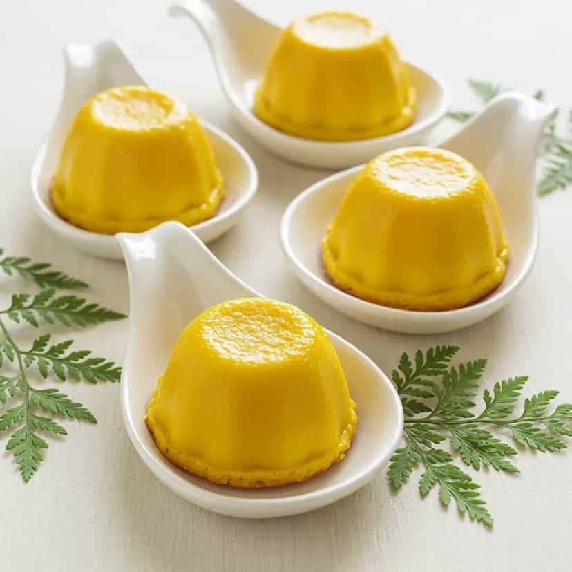 Foto deliciosa de Quindim de Coco com Sete Pecados pronta para servir - Pudins & Cremes