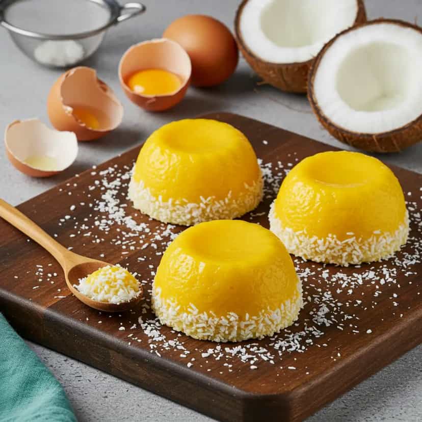 Foto deliciosa de Quindim Tradicional: Receita Perfeita pronta para servir - Pudins & Cremes