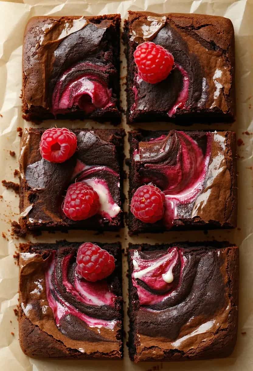 Brownies com Coulis de Framboesa