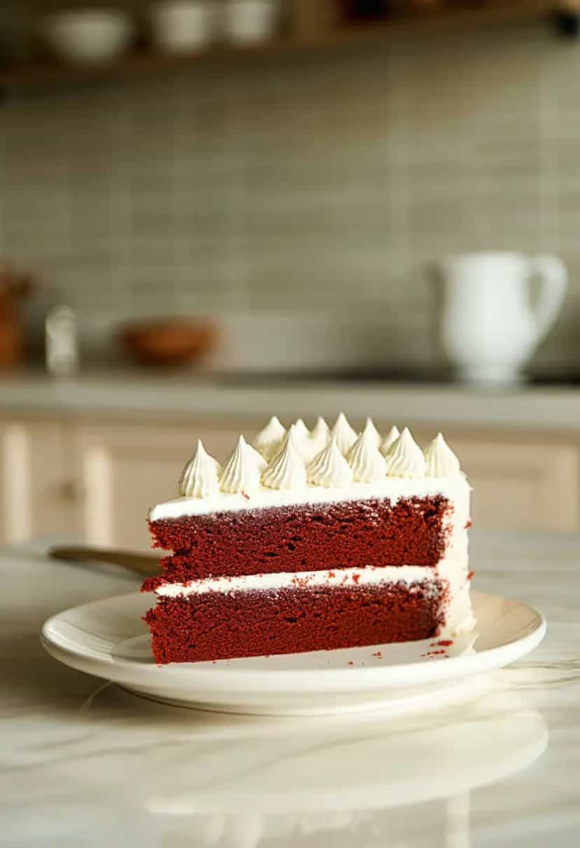 Foto deliciosa de Bolo Red Velvet com Cobertura de Buttercream pronta para servir - Bolos & Cupcakes