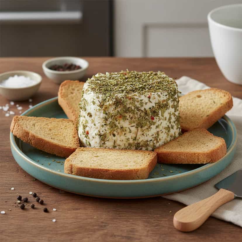Foto deliciosa de Ricota Temperada com Calabresa pronta para servir - Pastas & Patês