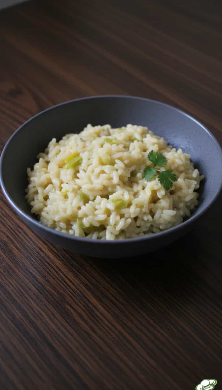 Foto deliciosa de Risoto Cremoso de Alho-Poró pronta para servir - Massas & Macarrão